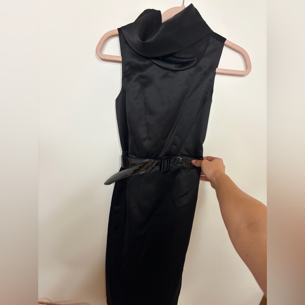 Michael Kors Black Belted Midi Dress